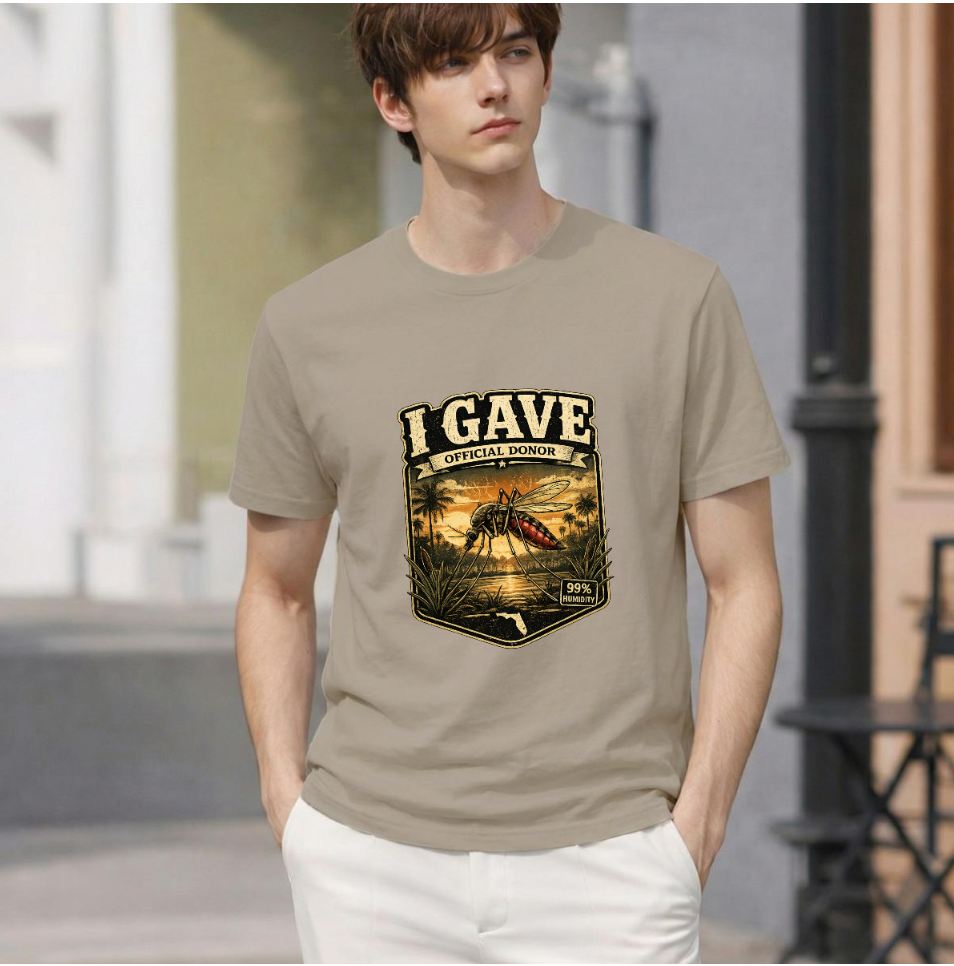 Mockup of the “I Gave” community t-shirt showing the front design.